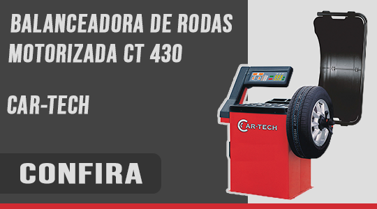 imagem de uma balanceadora de rodas motorizada com frenagem automática da marca cartech