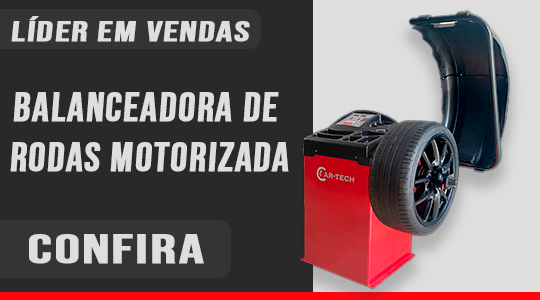 imagem de uma balanceadora de rodas automotivas na cor vermelha