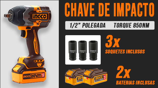 imagem de uma chave de impacto a bateria de 1/2 polegada da marca ingco