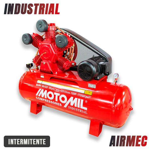 compressor de ar profissional e industrial capacidade de 60 pés motomil